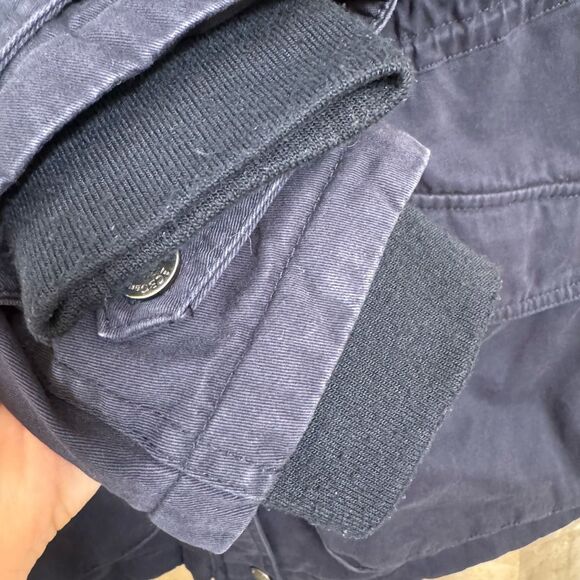 BCBGeneration Navy Blue Hooded Faux Fur Trim Anorak Parka Coat Large - Picture 5 of 10